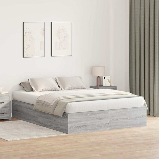 Struttura letto con contenitore Grigio Sonoma 135 x 190 cm