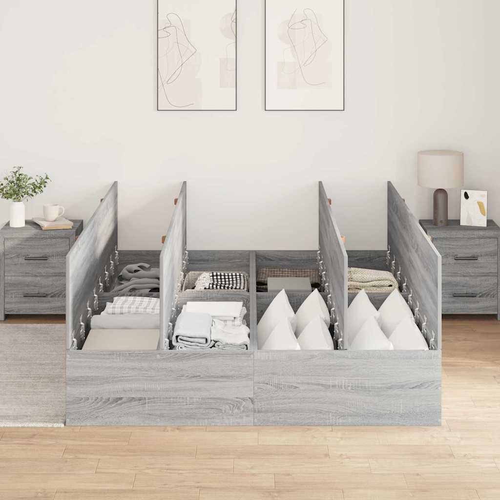 Struttura letto con contenitore Grigio Sonoma 135 x 190 cm