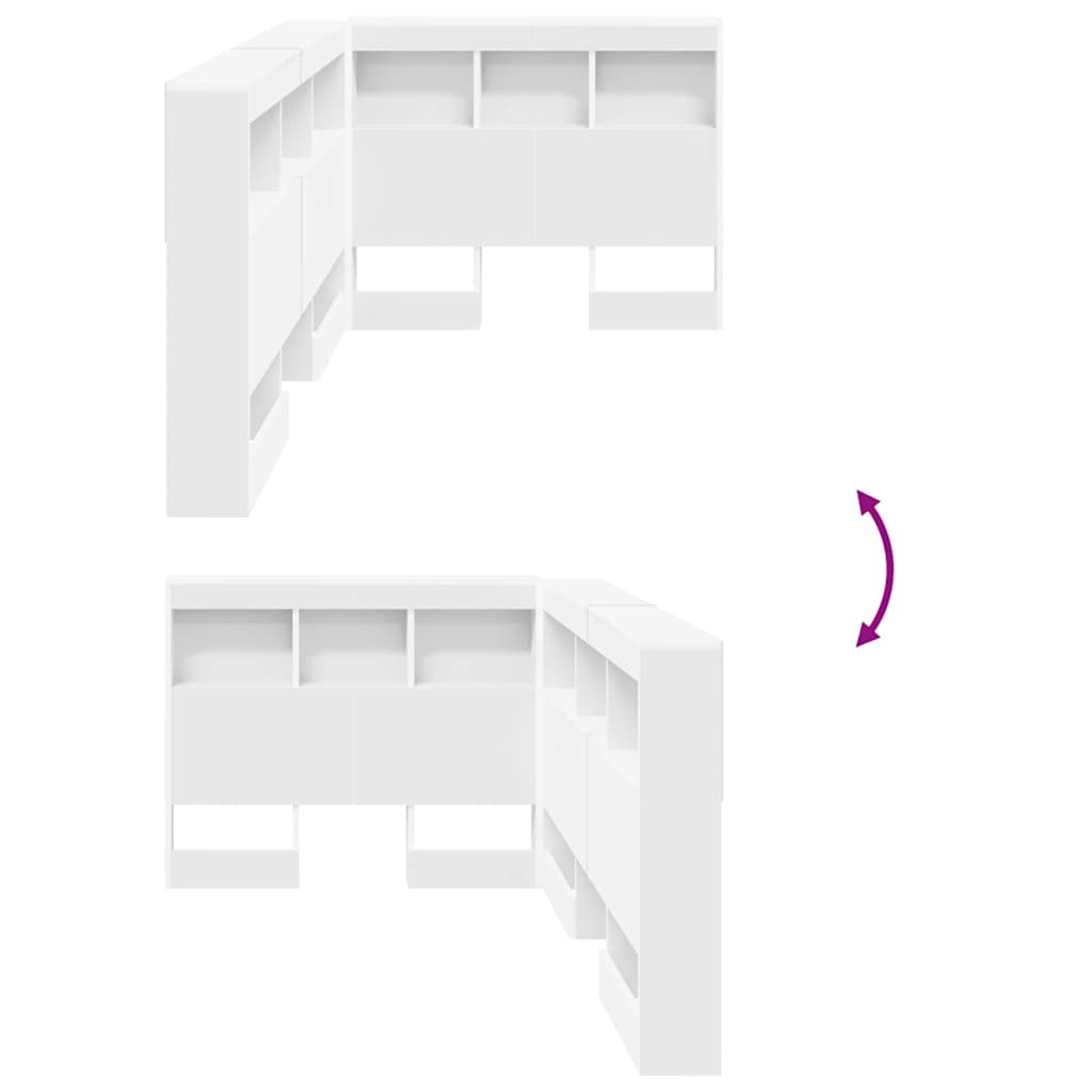 Testata contenitore con testiera Bianco 80 cm Legno multistrato