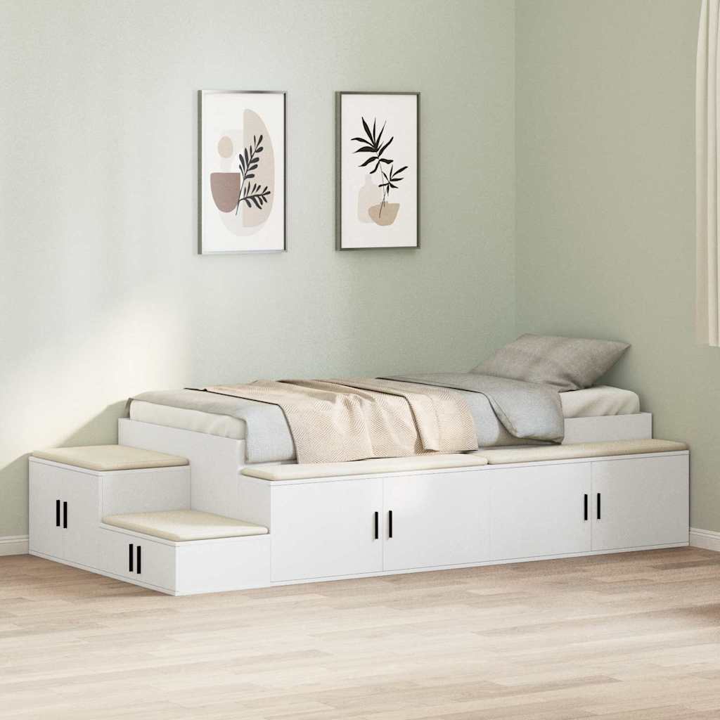 Struttura letto con contenitore Bianco 244 x 127 x 53.5 cm - homemem39