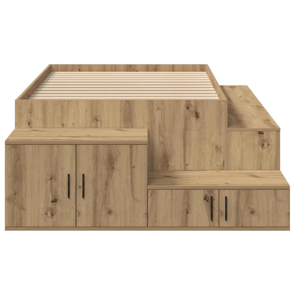 Struttura letto con contenitore Rovere artigianale 100 cm