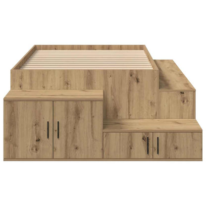 Struttura letto con contenitore Rovere artigianale 100 cm