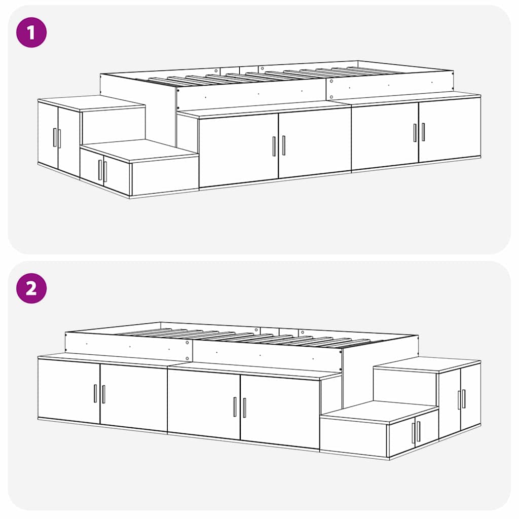 Struttura letto con contenitore Bianco 244 x 118 x 53.5 cm - homemem39