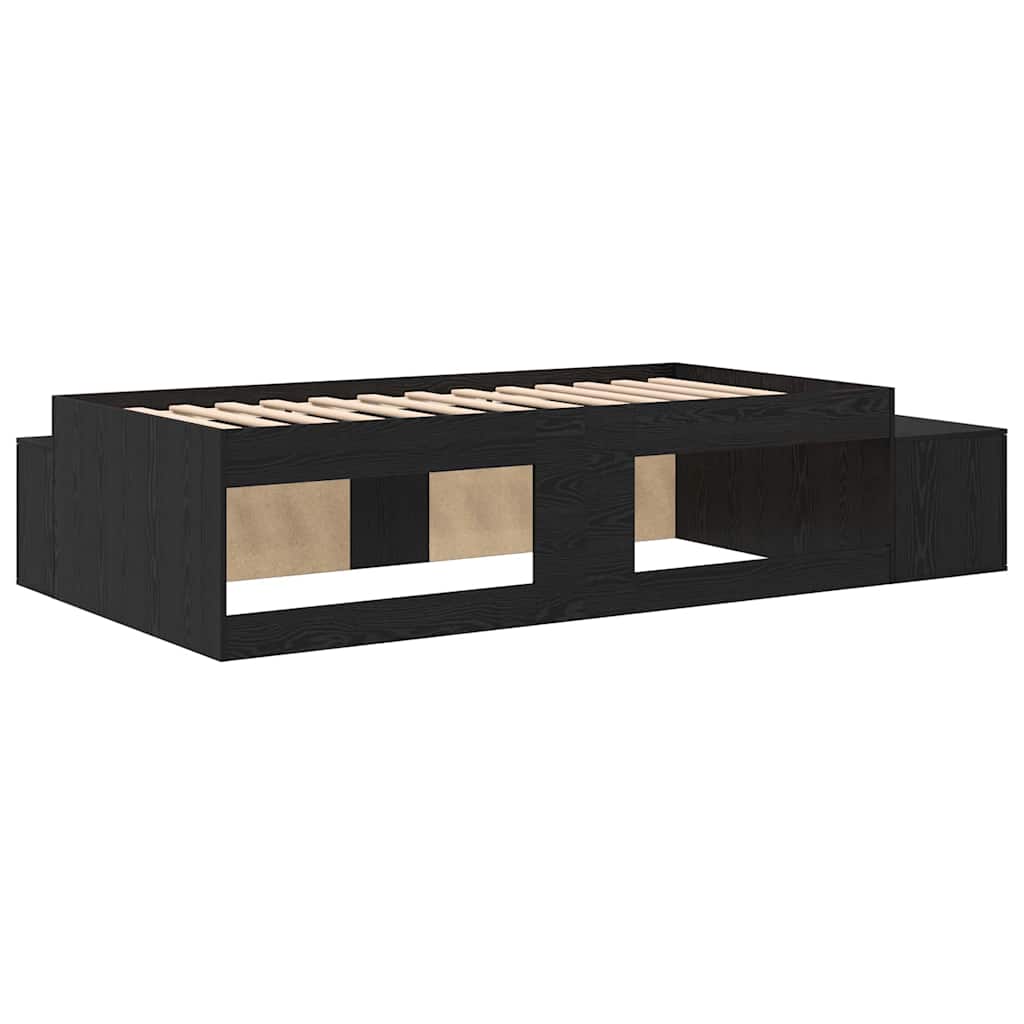 Struttura letto con contenitore Rovere nero 244 x 127 x 53.5 cm - homemem39