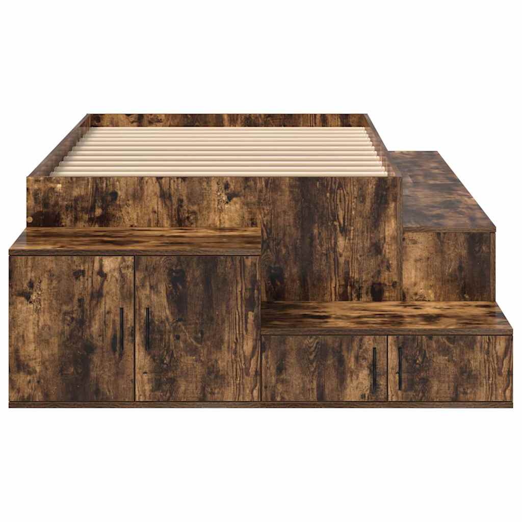 Struttura letto con contenitore Rovere fumé 244 x 127 x 53.5 cm - homemem39