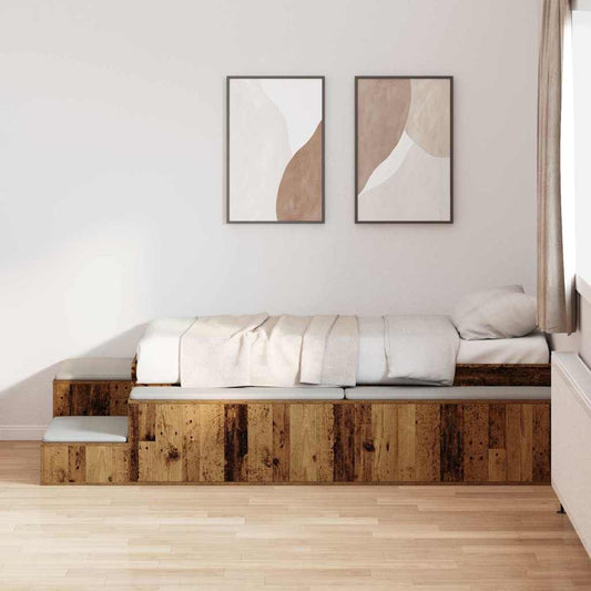 Struttura letto con contenitore con cassetto Legno vecchio - homemem39