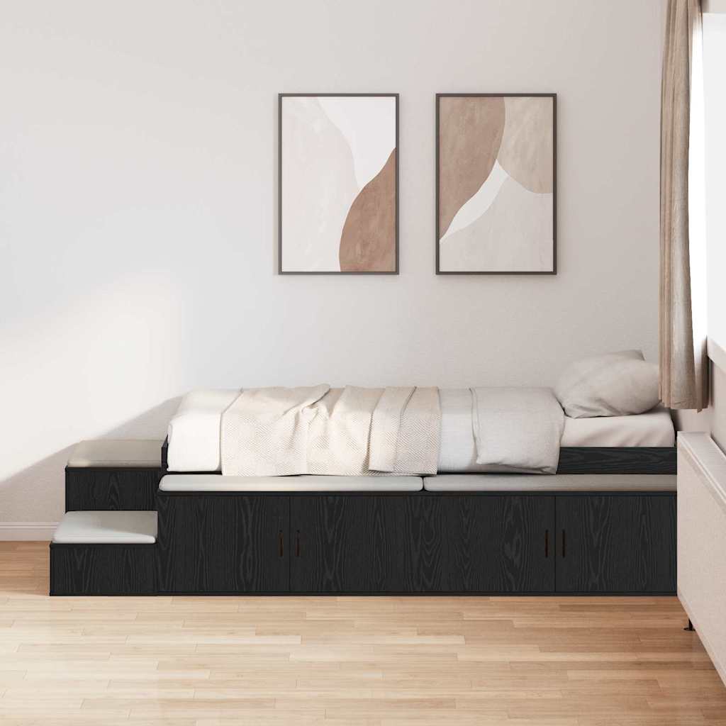 Struttura letto con contenitore Rovere nero 234 x 103 x 53.5 cm - homemem39