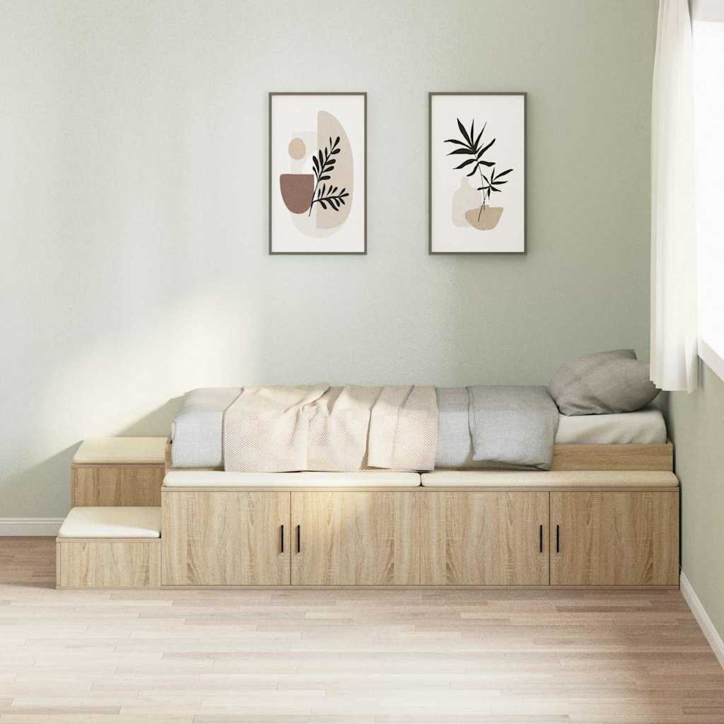 Struttura letto con contenitore con cassetto Rovere Sonoma - homemem39