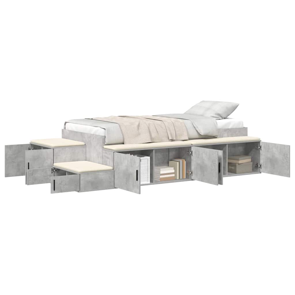 Struttura letto con contenitore con cassetto Grigio cemento - homemem39