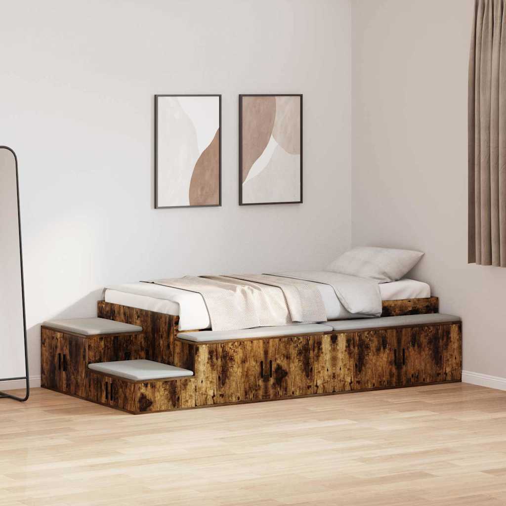 Struttura letto con contenitore Rovere fumé 234 x 103 x 53.5 cm - homemem39