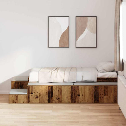 Struttura letto con contenitore con archiviazione Legno vecchio