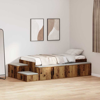 Struttura letto con contenitore con archiviazione Legno vecchio | homemem39