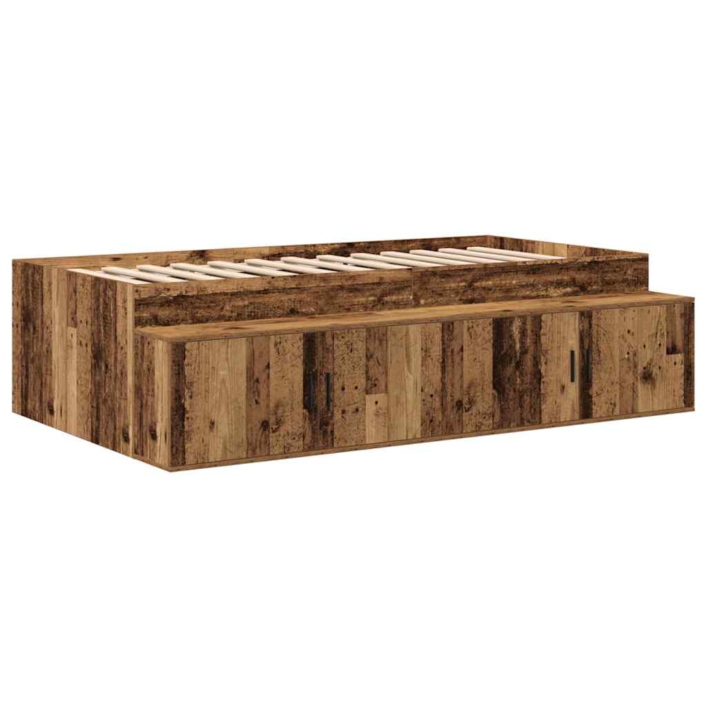 Struttura letto con contenitore con archiviazione Legno vecchio | homemem39