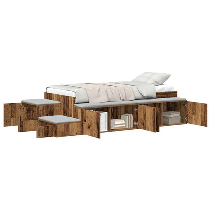 Struttura letto con contenitore con archiviazione Legno vecchio | homemem39