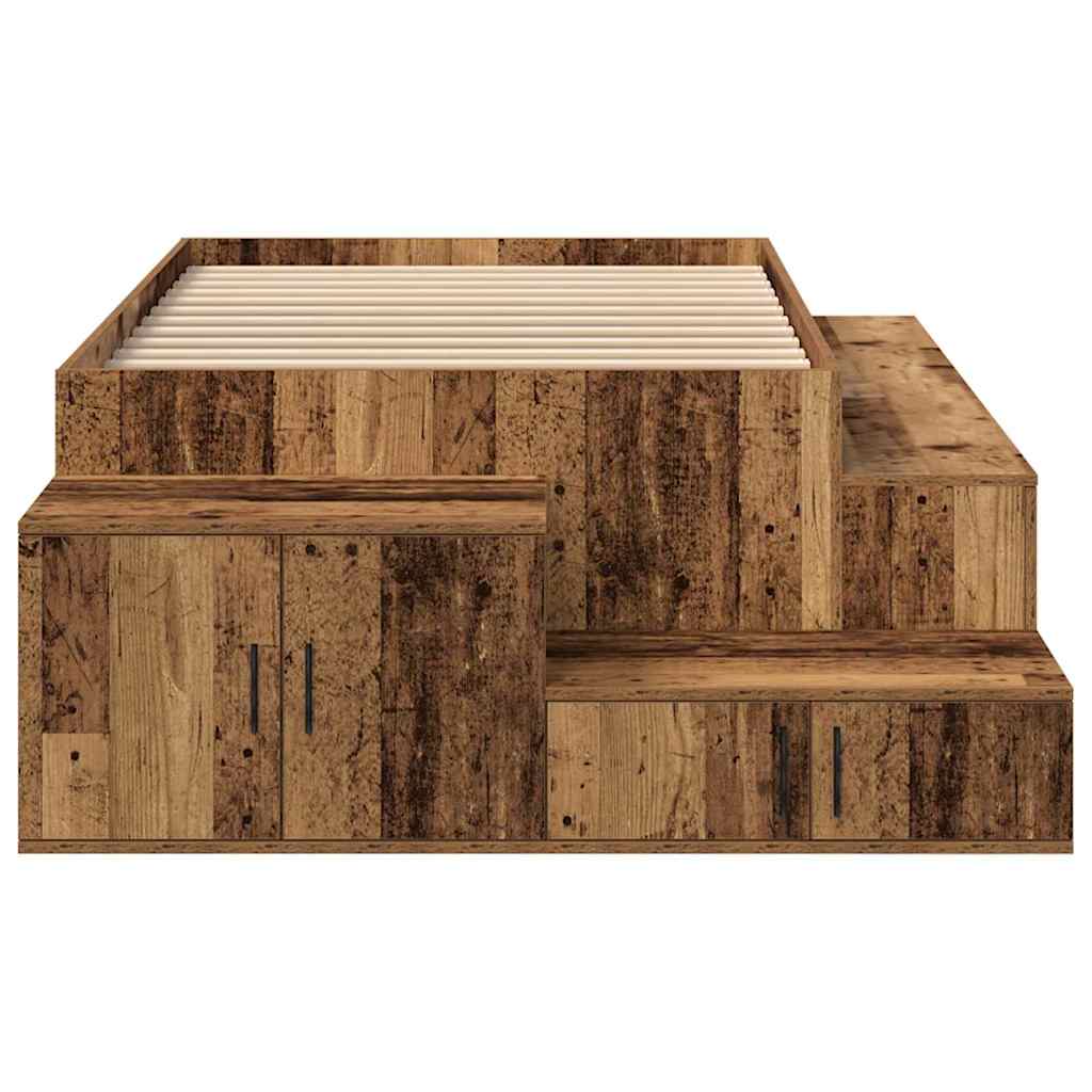 Struttura letto con contenitore con archiviazione Legno vecchio | homemem39