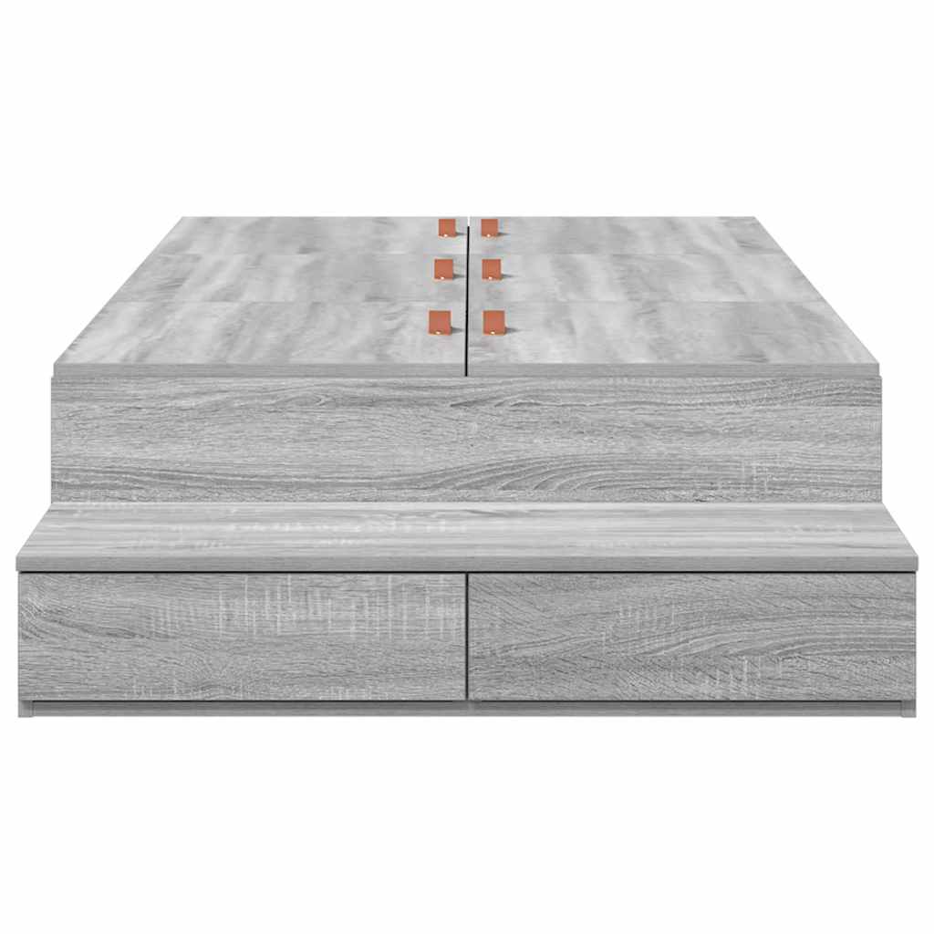 Struttura letto con contenitore con cassetto Grigio sonoma - homemem39