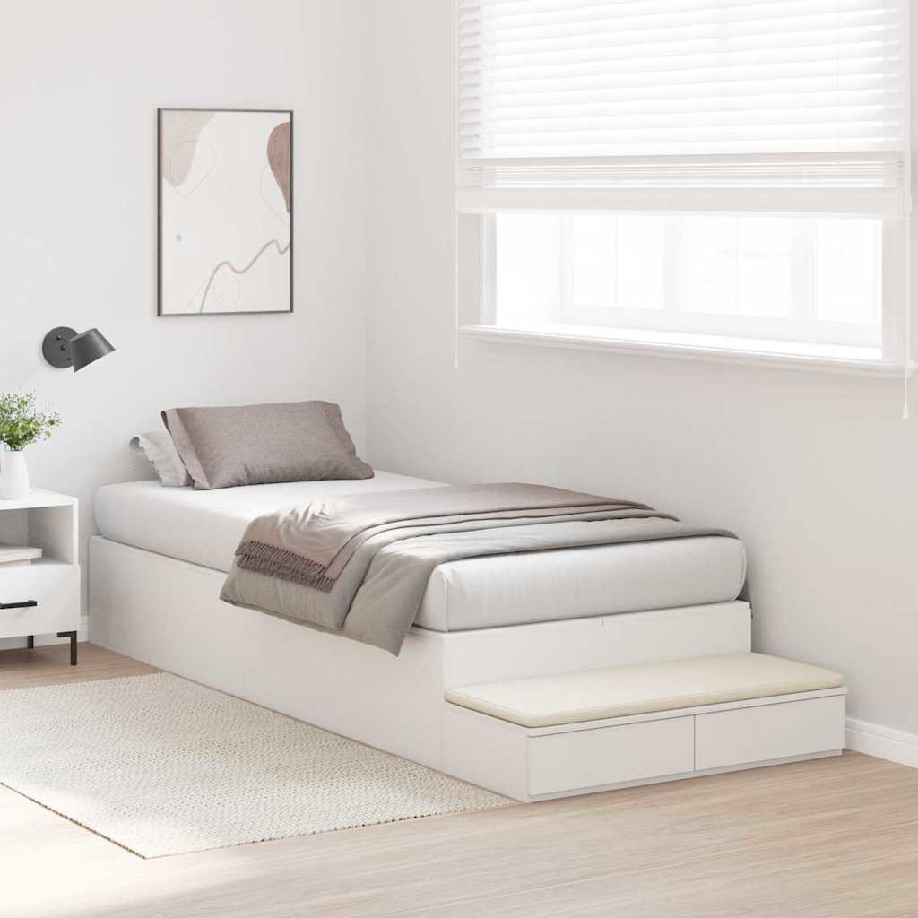 Struttura letto con contenitore Bianco 90 cm Legno multistrato