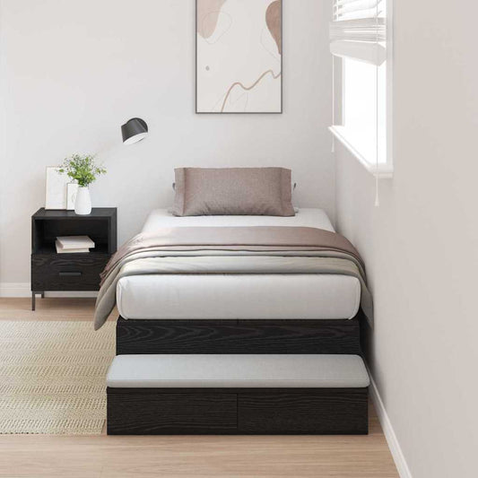 Struttura letto con contenitore con cassetto Rovere Nero 90 cm