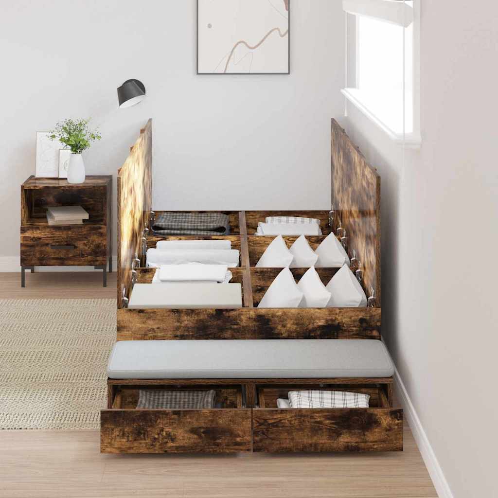 Struttura letto con contenitore con cassetto Rovere fumé 90 cm