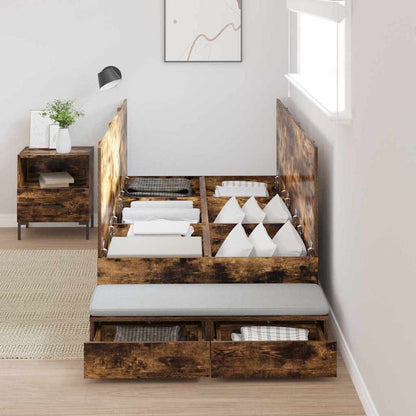 Struttura letto con contenitore con cassetto Rovere fumé 90 cm
