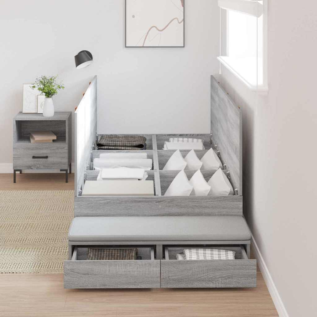 Struttura letto con contenitore Grigio Sonoma 90 cm | homemem39