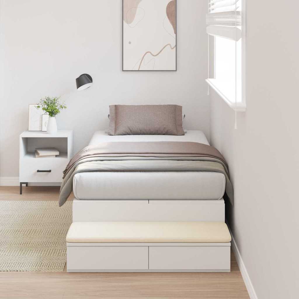Struttura letto con contenitore Bianco 100 cm Legno multistrato
