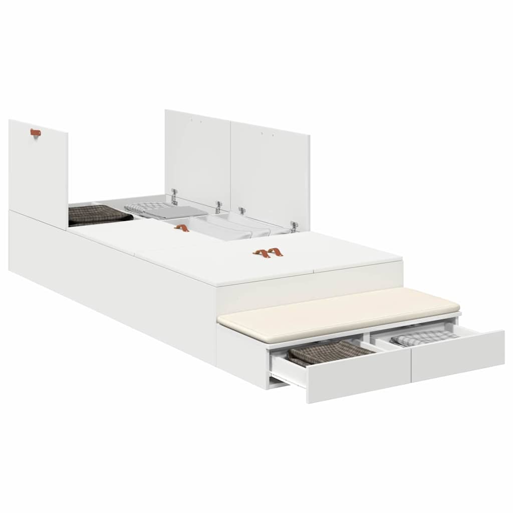 Struttura letto con contenitore con cassetto Bianco 100 cm