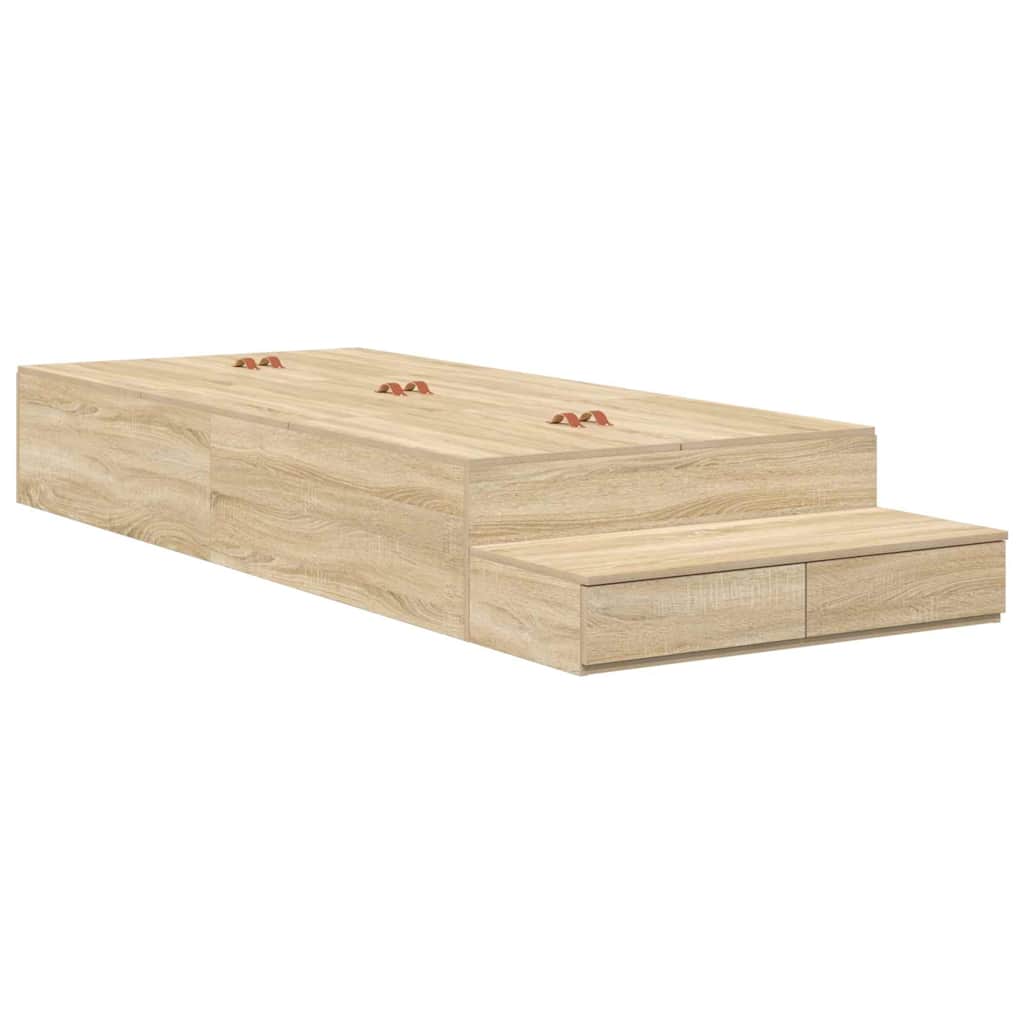 Struttura letto con contenitore Rovere Sonoma 100 cm