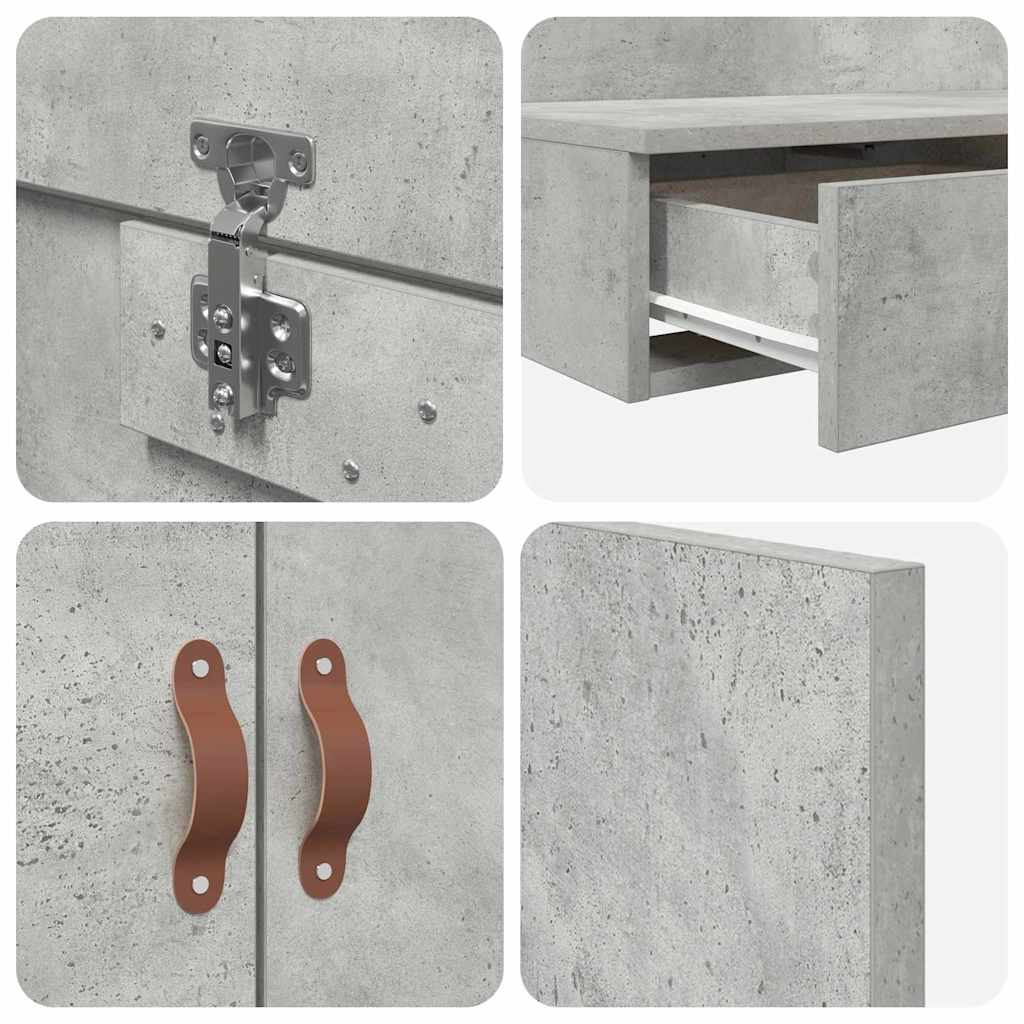 Struttura letto con contenitore Grigio cemento 100 cm
