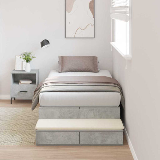 Struttura letto con contenitore Grigio cemento 100 cm