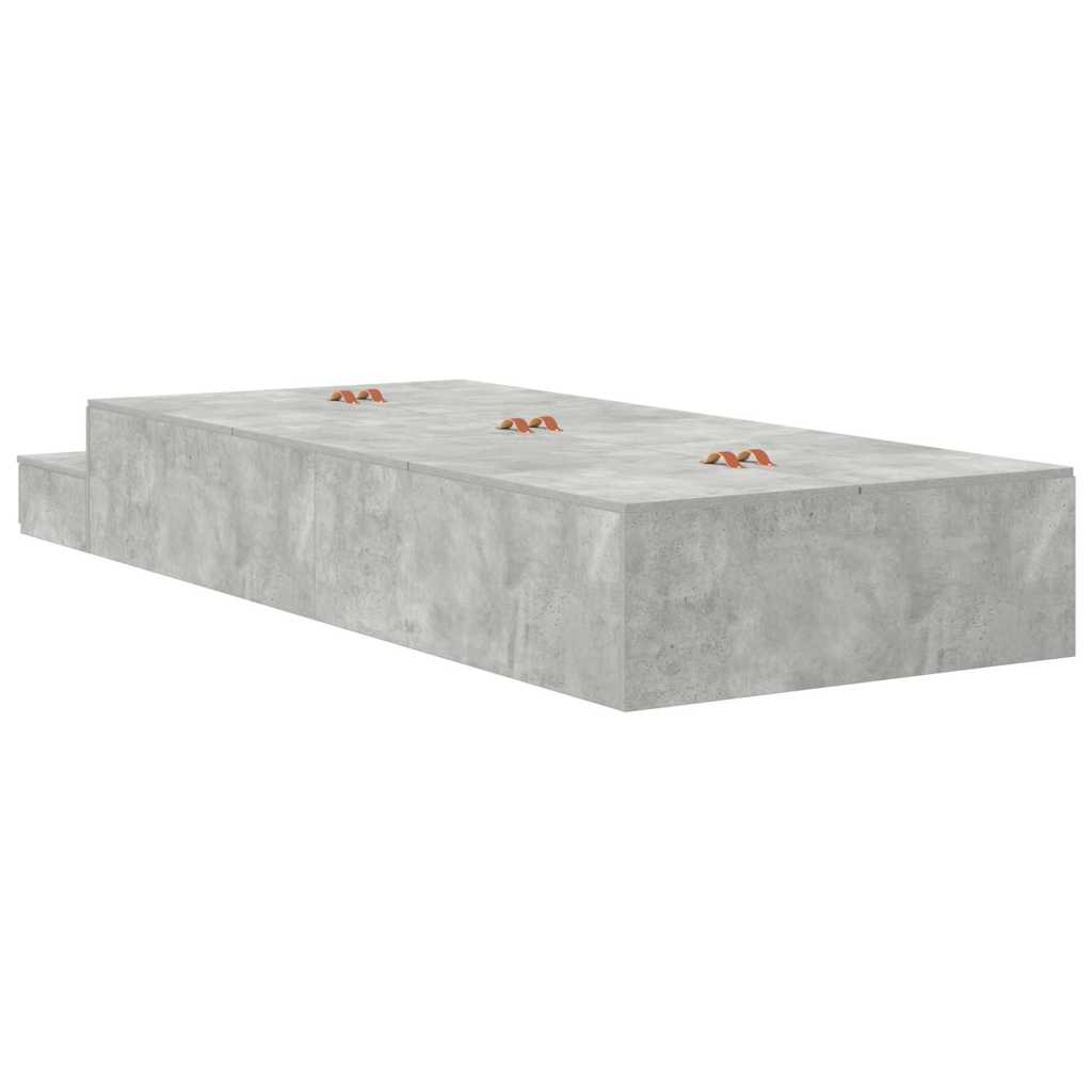 Struttura letto con contenitore Grigio cemento 100 cm