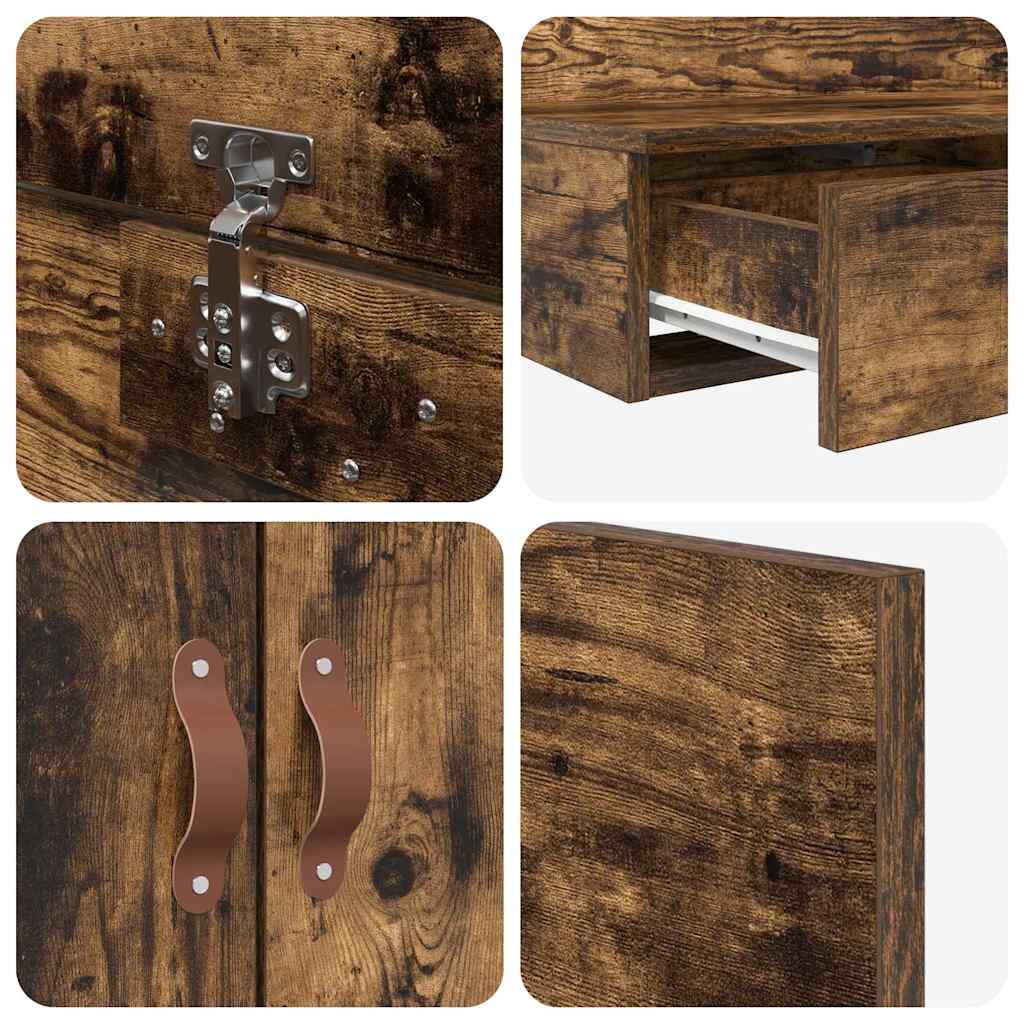 Struttura letto con contenitore con cassetto Rovere fumé - homemem39