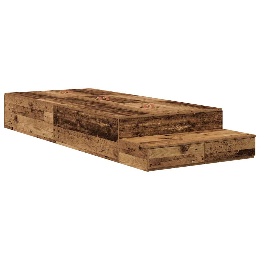 Struttura letto con contenitore con cassetto Legno vecchio - homemem39