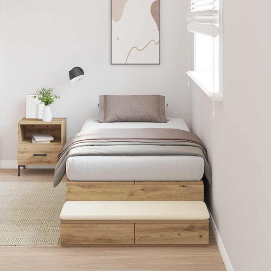 Struttura letto con contenitore Rovere artigianale 100 cm | homemem39