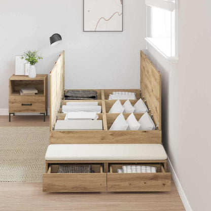 Struttura letto con contenitore Rovere artigianale 100 cm | homemem39