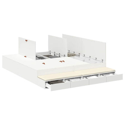 Struttura letto con contenitore Bianco 200 cm Legno multistrato