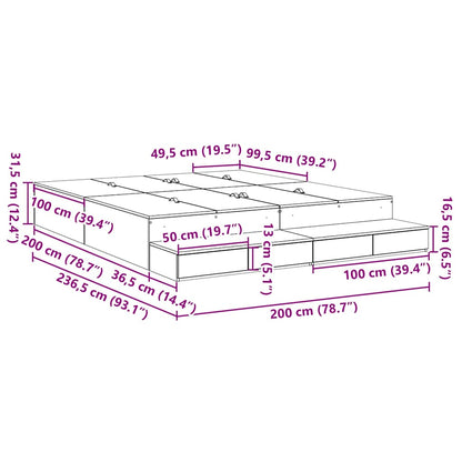 Struttura letto con contenitore Bianco 200 cm Legno multistrato