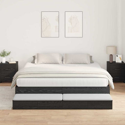 Struttura letto con contenitore con cassetto Rovere nero - homemem39