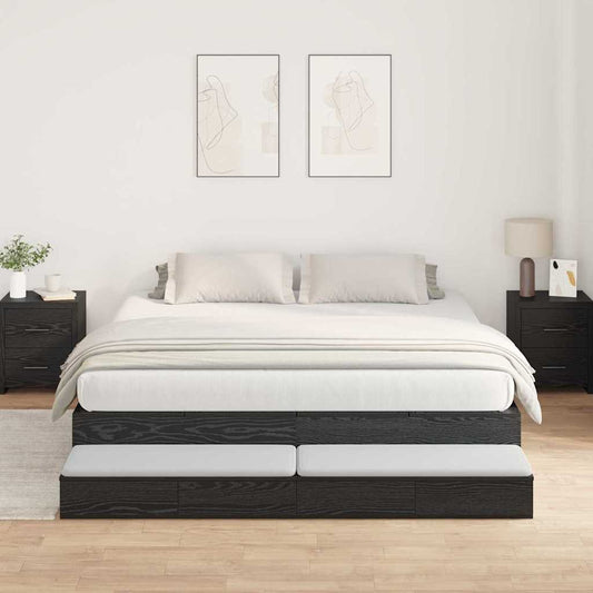 Struttura letto con contenitore con cassetto Rovere nero - homemem39