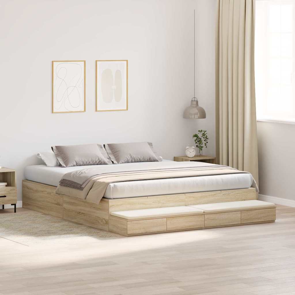 Struttura letto con contenitore con cassetto Rovere Sonoma - homemem39