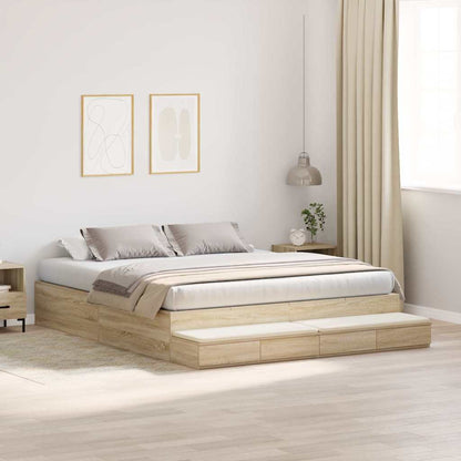 Struttura letto con contenitore con cassetto Rovere Sonoma - homemem39