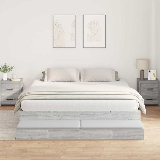 Struttura letto con contenitore con cassetto Grigio sonoma - homemem39