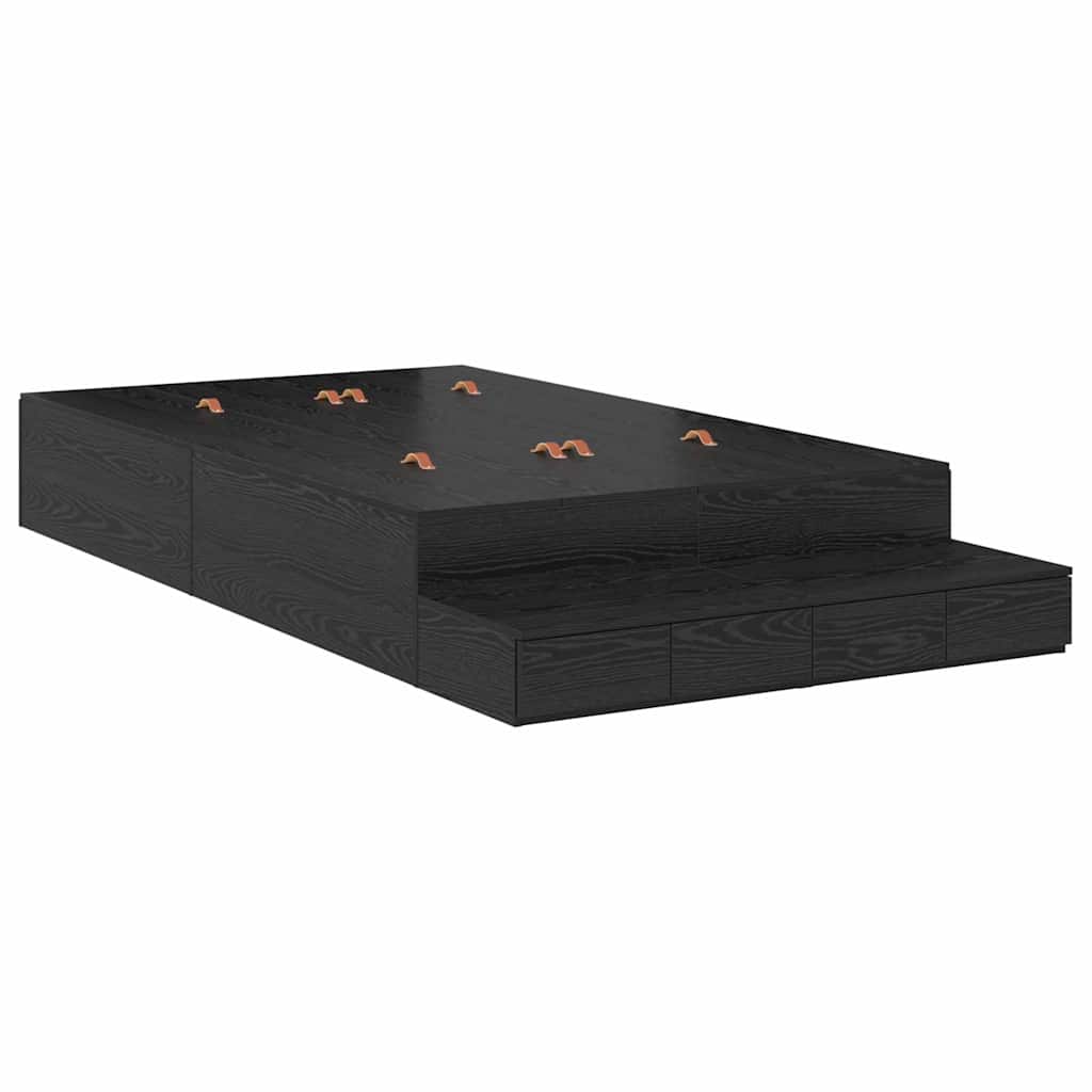 Struttura letto con contenitore con cassetto Rovere nero - homemem39