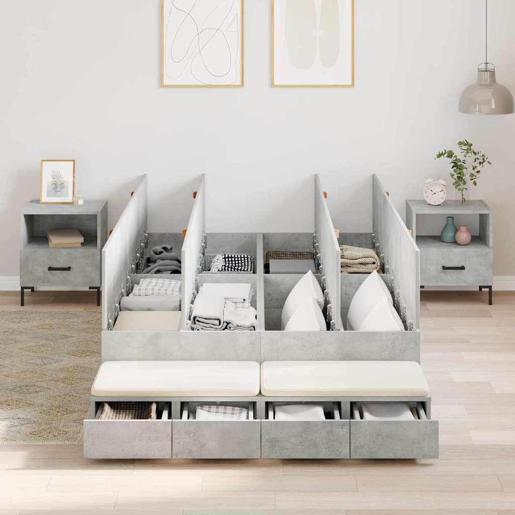 Struttura letto con contenitore Grigio cemento 120 cm