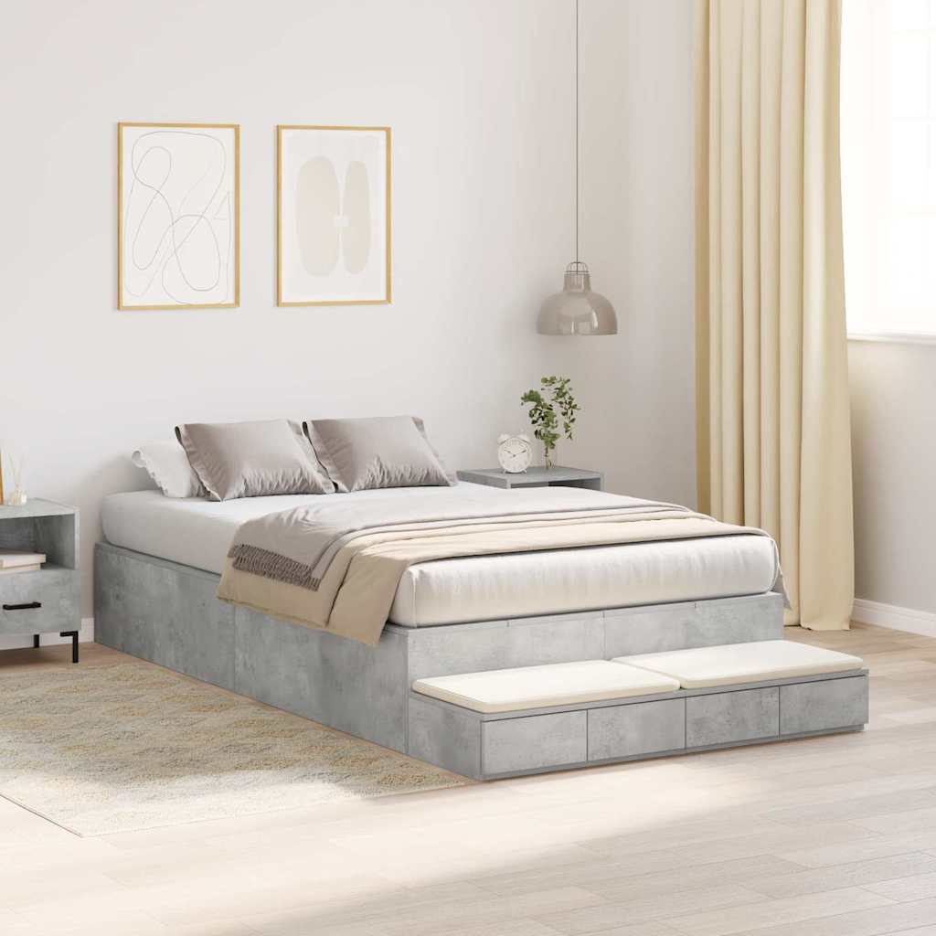 Struttura letto con contenitore Grigio cemento 120 cm