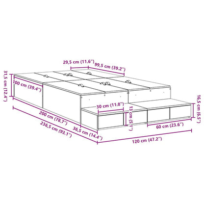 Struttura letto con contenitore Grigio cemento 120 cm | homemem39
