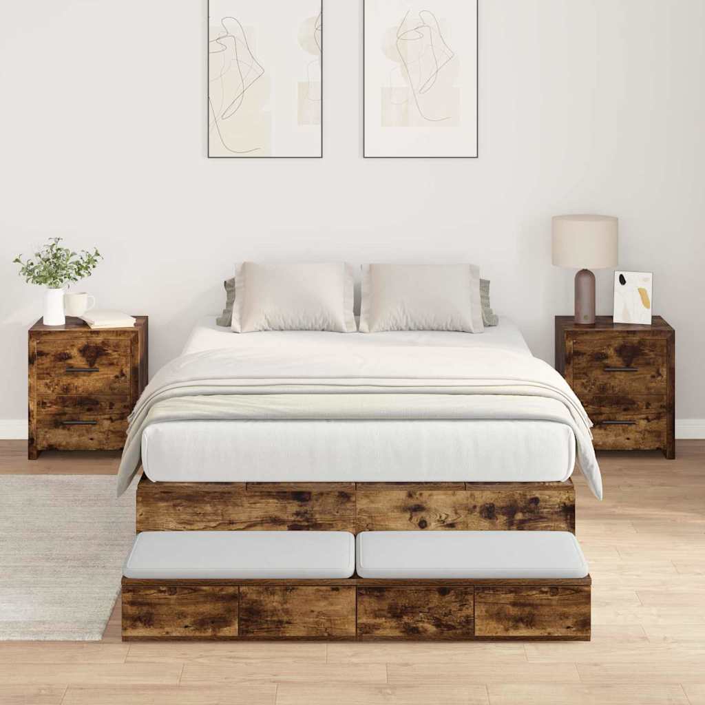 Struttura letto con contenitore con cassetto Rovere fumé 120 cm