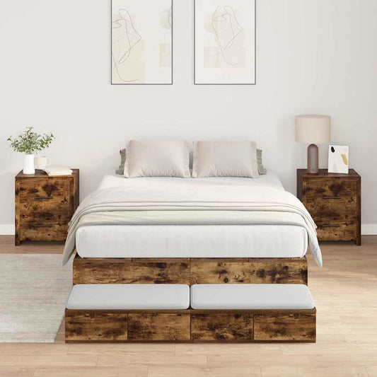 Struttura letto con contenitore con cassetto Rovere fumé 120 cm - homemem39