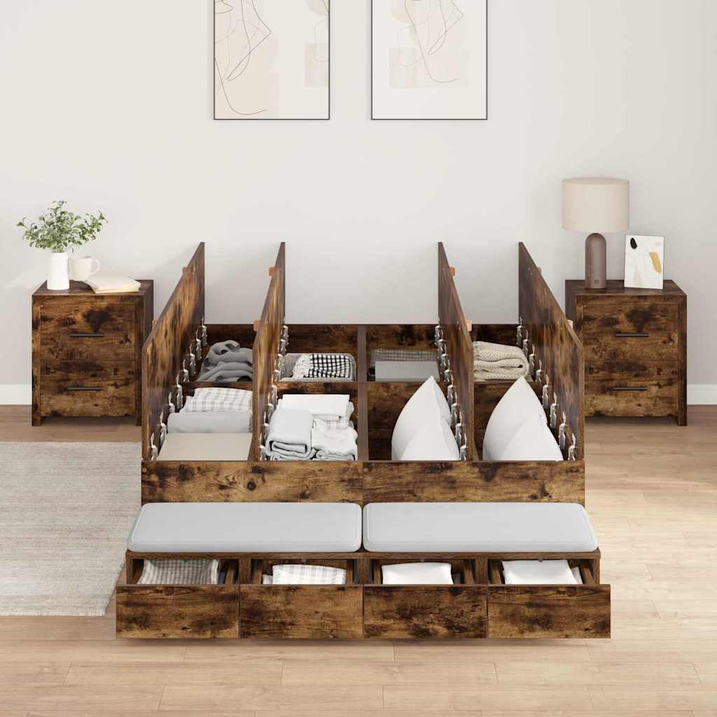 Struttura letto con contenitore con cassetto Rovere fumé 120 cm | homemem39