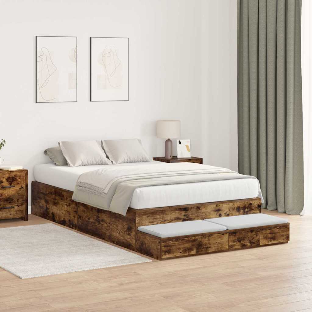 Struttura letto con contenitore con cassetto Rovere fumé 120 cm | homemem39